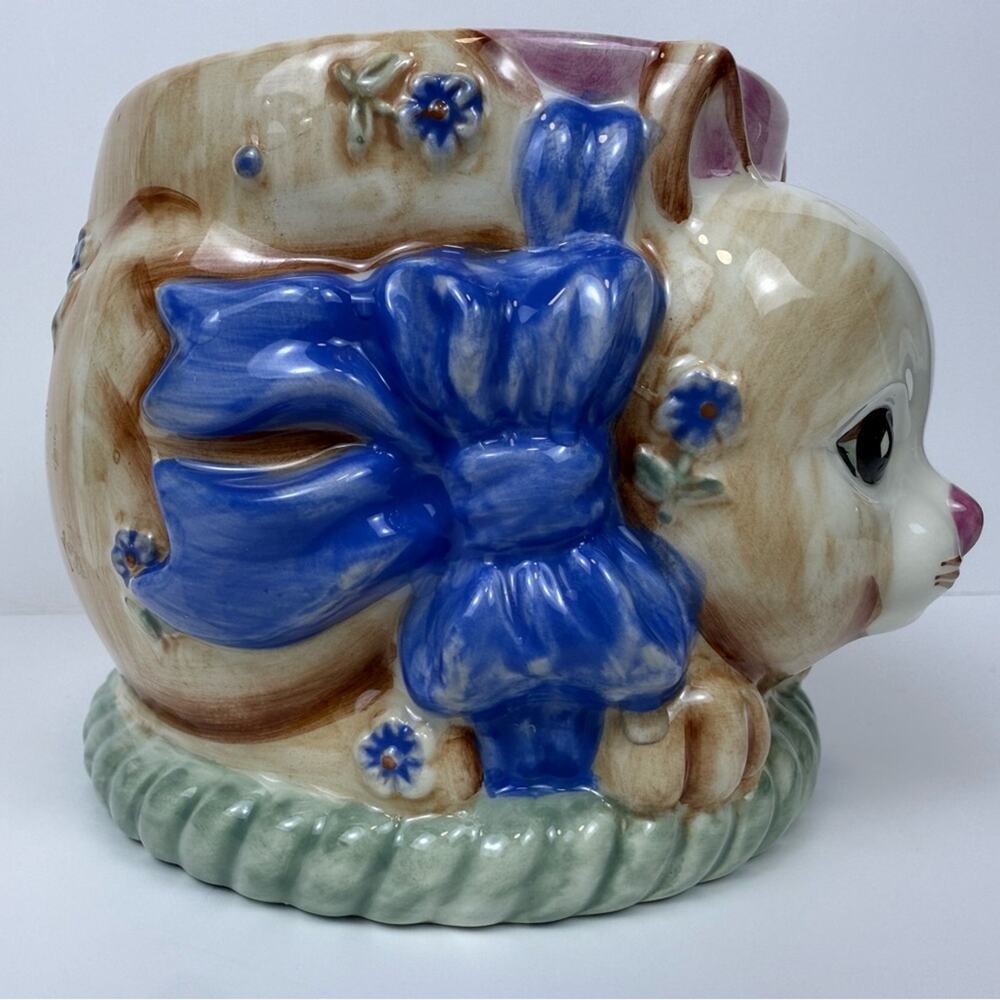 Gibson Ceramic 3D Cat Coffee Tea Mug With Bows And Flowers - Picture 2 of 10